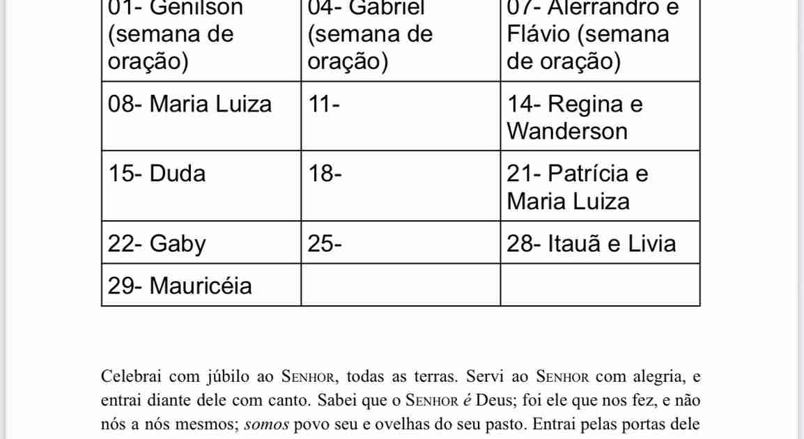 Escala de Louvor Especial