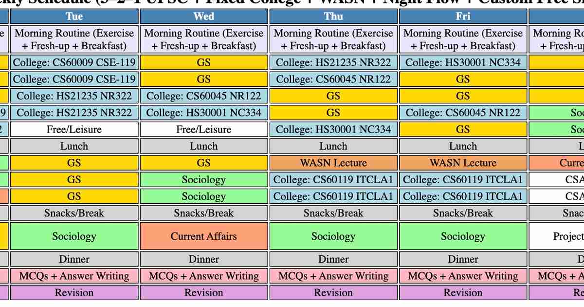 Weekly Schedule